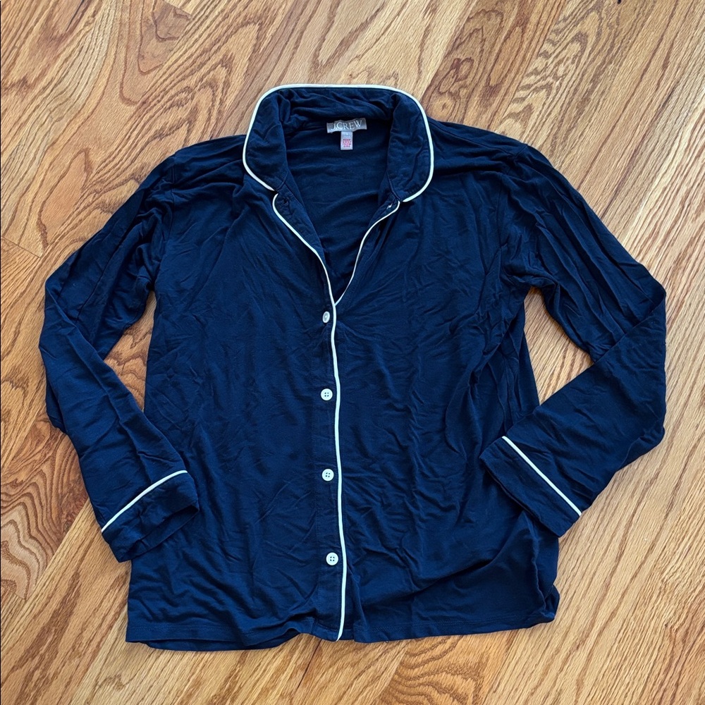 J. Crew Eco Dreamiest Pajama Set Navy Long Sleeve Top Pants Women’s Size Small - Picture 8 of 8